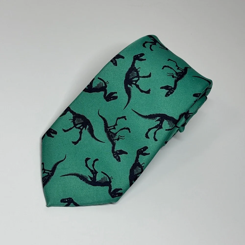 Wembley Necktie‎ Kids OS Green Dinosaur Skeleton Fossil Print Polyester 49 inch
